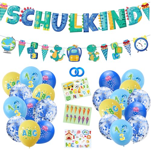 28 Pcs Back To School Partyzubehör Deko, Schuleinführung Deko, Einschulung Mädchen Junge Zurück Zu Schulballons Schulkind Banner, Schulkind Latex Luftballons Für Kinder von STEPRITP