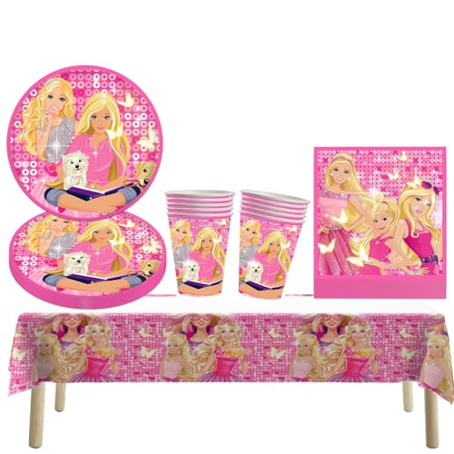 41 Pcs Prinzessin Tableware Geburtstag Deko, Mädchen Party Deko Prinzessin Geburtstags Geschirr Kit Prinzessin Partygeschirr Partygeschirr Set, Tischdecke Teller Papierservietten Pappbecher von STEPRITP