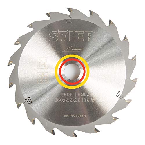 STIER Profi Kreissägeblatt, für Handkreissägen, Holz, 160x2,2x20, 18 Wechselzähne, gehärtet, 25° Spanwinkel STIER Profi Kreissägeblatt, für Handkreissägen, Holz, 160x2,2x20, 18 Wechselzähne, gehärtet, 25° Spanwinkel von STIER