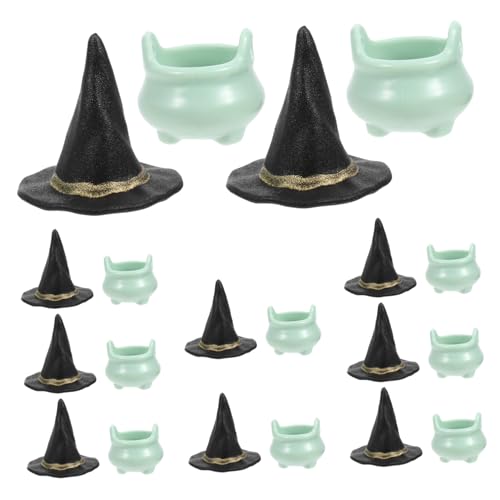 STOBAZA 1 Satz Halloween-Hexenhut Halloween-Dekor Ornamente bucherregal Halloween Hexenhut Miniaturen Party-Halloween-Charms Spielzeuge Mini-Kesselspielzeug Mini-Hausschmuck Plastik von STOBAZA