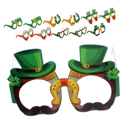STOBAZA 12st Party Dekoration Gläser Grüne Shamrock-brille St. Patricks Day Accessoires Lustige Brillen Glückliche Grüne Sonnenbrille St Patricks Day Outfits Papiergläser Kleidung von STOBAZA