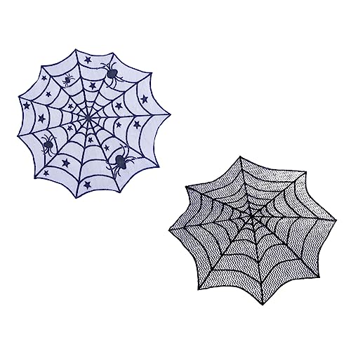 STOBAZA 2 Stücke Kreative Halloween Tischdekorationen Spitze Spinnennetz Tablecloths (schwarz) von STOBAZA