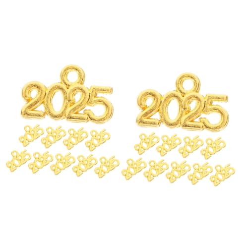 STOBAZA 200 Stk 2025 Anhänger Halskettenanhänger selber machen Kappe DIY Schmuck Zubehör Jahrgangsanhänger Buchstaben-Halskette 2025-Charms Schlüsselanhänger-Anhänger Zinklegierung Golden von STOBAZA