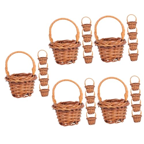 STOBAZA 25 Stk Geflochtener Blumenkorb Wohnkultur country style für Blumenmädchen geflochtener Miniaturkorb Miniaturpuppen Mini-Geschenke Hochzeitsaccessoire Mini-Hauskorb Stroh von STOBAZA