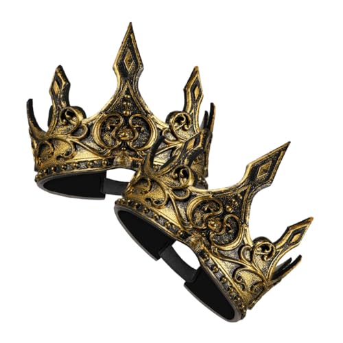 STOBAZA 2pcs King's Crown Tiara Mittelalterliche Krone Cosplay -requisiten Krone Krone Kostüm-requisite Mittelalterliche Tiara Kronen Verzieren Königskrone Für Männer Kronmänner Pu Golden von STOBAZA