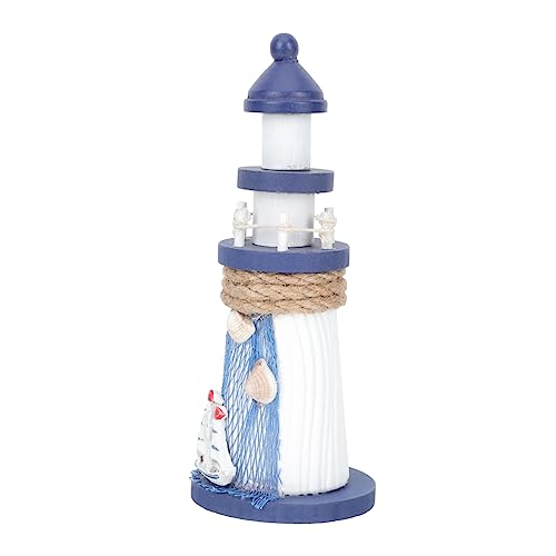 STOBAZA 2st Nautische Tischdeko Hausdekorationen Für Zu Hause Leuchtturmfigur Nautische Desktop-Statue Ornament Im Mediterranen Stil Mini-Leuchtturm Landhausdekoration Kiefernholz von STOBAZA