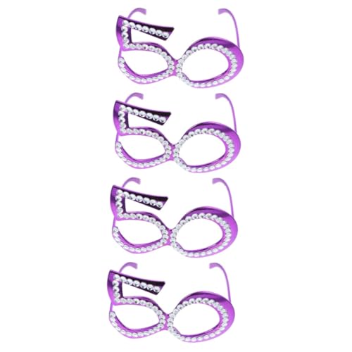 STOBAZA 4 Paare Party-requisiten Geburtstagsparty-dekoration Lustige Brillen Party-sonnenbrille Brille Zum Geburtstag Geburtstagsbrille Mit Perlen Geburtstagsfeier Brille Violett Plastik von STOBAZA