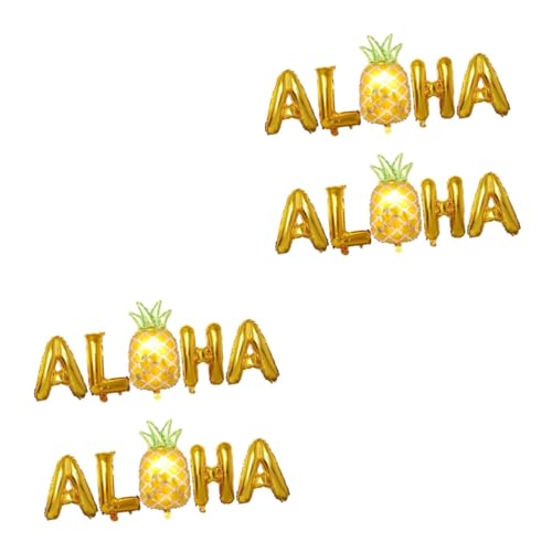 STOBAZA 4 Sets Ballon Aloha Partygeschenke Hawaiianische Ananas Dekoration Luau Party Gold Dekor Sommerdekorationen Obst Dekor Tropische Party Dekorationen Hawaiianische Party von STOBAZA