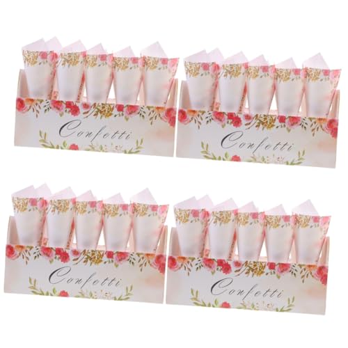 STOBAZA 4 Sets Hochzeits Blütenblatt Papierkegel Konfetti Tablett Hochzeits Konfetti Set Hochzeitskegel Blumenstrauß Blumenstrauß Kegelhalter Süßigkeitenboxen Pop Open von STOBAZA