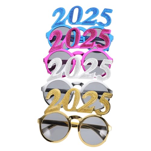 STOBAZA 4 Stück 2025 Brille Neuartige Sonnenbrille Brillengestell Mit 2025 Tanzbrille Partyzubehör Für Silvester 2025 Frohes Neues Jahr Brille Glückwunsch Grad Brille Gläser Stk von STOBAZA