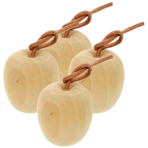 STOBAZA 4 Stück Holzäpfel Unlackiertes Holzhandwerk Unlackiertes Holzobst DIY Färbung Von Äpfeln Dekore Holzäpfel Kunsthandwerk DIY Äpfel Kunsthandwerk Leeres Obst von STOBAZA