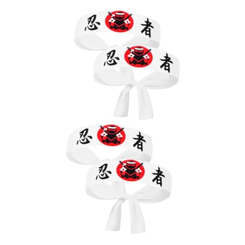 STOBAZA 4 Stück Ninja Druck Kopftuch Stirnband Japanisches Dekor Kopfbänder Bandanas Kochzubehör Für Männer Tragbares Stirnband Sushi Kochkostüm Kochzubehör Kochkostüm Herren Polyester von STOBAZA