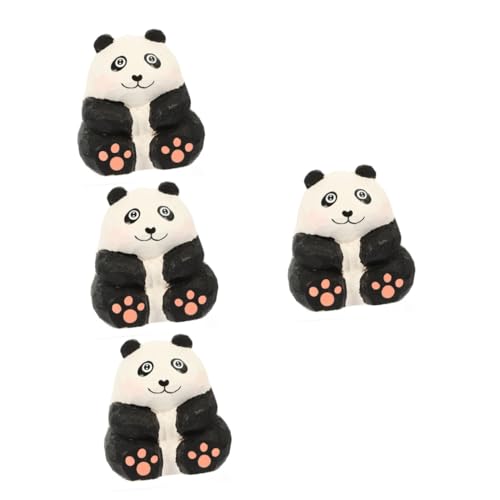 STOBAZA 4 Stück Panda Desktop Ornamente Kleine Panda Dekoration Szene Dekore Holzfigur Ornament Garten Tierskulptur Dekorative Panda Cartoon Panda Figur Panda Figuren Hof Panda von STOBAZA