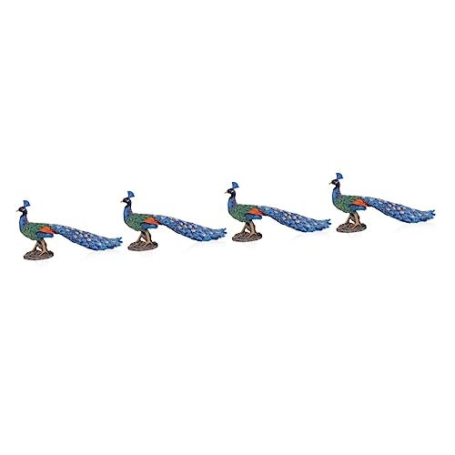 STOBAZA 4 Stück Simulationsmodell Pfau büro Dekoration schlafzimmerdeko Pfauenstatue Mini-Gartenfiguren Tischplatte Pfau Ornament Pfau schmücken Hochzeit Pfau Herzstück PVC Blue von STOBAZA