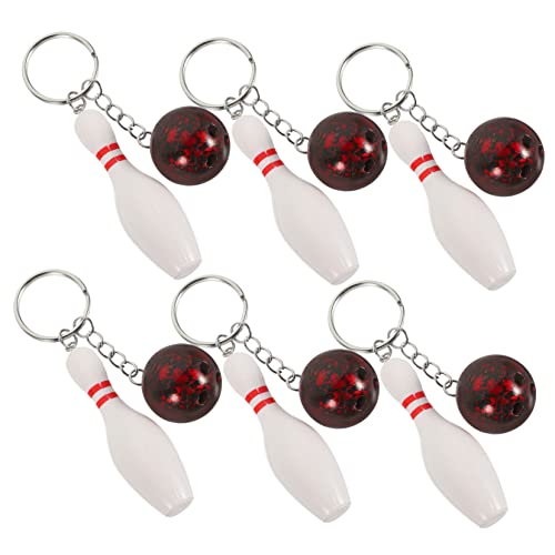 STOBAZA 6St Bowling-Schlüsselanhänger Bowling-Pin Schlüsselanhänger Masse Bowlingspiel Schlüsselanhänger Schlüsselbund Bowlingkugel Rucksack-Anhänger Neuheit Schlüsselanhänger PVC rot von STOBAZA