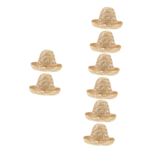 STOBAZA 8 Stk Strohhut Miniatur-Puppenhüte Mini Mütze Miniaturhüte basteln Mini-Sombrero-Hüte kleine Strohhüte puppenzubehör haustierbedarf kleine Hüte für Kuchendekor Mini-Hut von STOBAZA