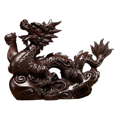 STOBAZA Drachenornament Drachenskulptur Statue Drachendekorationen Drachentischdekoration Desktop Drachenfigur Dekor Holzdrache Holzdrachenstatuen Drachenmodellierungsdekor Chinesischer von STOBAZA