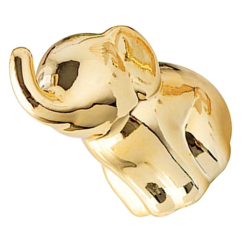 STOBAZA Elefantenstatuen Wohnkultur Elefant, der Teehaustier modelliert Miniatur-Elefant Elefantenschmuck Kleine Elefantenstatuen für den Desktop Elefantenornament aus Keramik Golden von STOBAZA