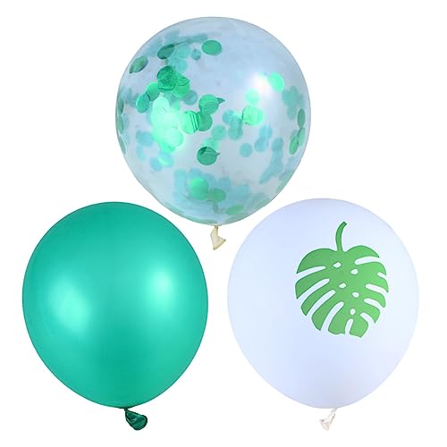 STOBAZA Grüne Paillette Konfetti Luftballons Hawaii Party Deko Mit Tropischen Blättern Für Geburtstag Hochzeit Und Feierlichkeiten von STOBAZA