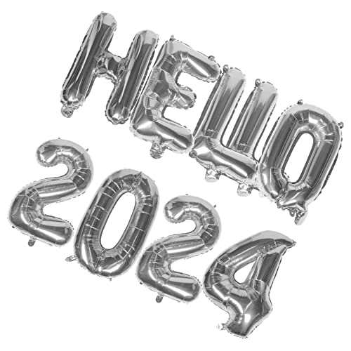 STOBAZA HELLO 6 Silberne Zahlen Und Buchstabenballons Für Neujahrsfeiern Dekoration Und Partyzubehör Luftballons Für Festliche Anlässe Und Feiern von STOBAZA