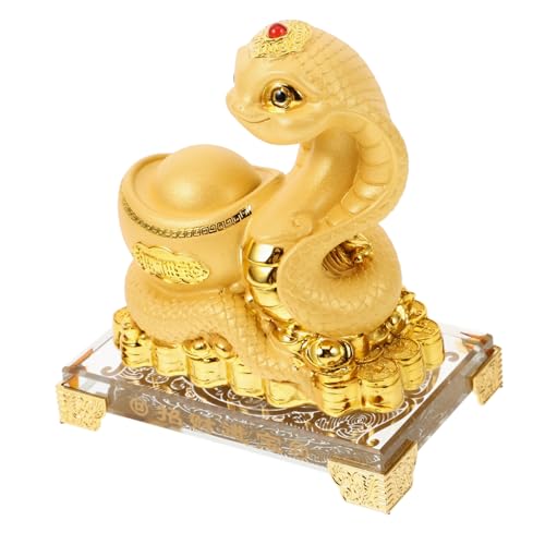 STOBAZA Jahr Der Schlangen-Ornamente Chinesische Tierkreisskulptur Reichtum Tierstatue Chinesische Tierkreiszeichen-schlangenstatue Sternzeichen Tier Charme Mini-schlangenfigur Golden Harz von STOBAZA