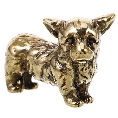 STOBAZA Retro-Messing-tierfigur, Messingverzierung, Miniatur-hundeform, Messingstatue, Messinghandwerk, Hund, Tischdekoration, Desktop-hundefigur von STOBAZA