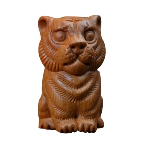 STOBAZA Sternzeichen Tiger Ornament Auto- kleine Tiger-Desktop-Dekoration bürodeko büro Dekoration guci Desktop-Ornament mit Tiger aus Holz exquisites Tier-Tee-Haustier- Thuja von STOBAZA