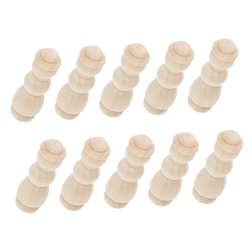 10St Holz schurke leere pflockpuppen DIY puppenhandwerk zum selber malen Minipuppe bastel set für kinder Bastelset für Kinder Puppen malen Graffiti-Puppenspielzeug hölzern Khaki STOBOK von STOBOK