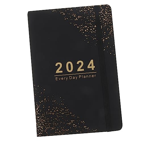 2024 Geld rosa Planer tägliches Kalenderbuch Planer monatlich Kreis büroartikel bürobedarf work planner nootbook dekorativer Agenda-Notizblock Zeitmanagement-Notizbuch Papier Black STOBOK von STOBOK