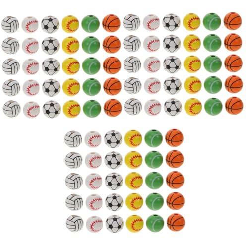 3 Sätze Fußball-holzperlen Diy-perlen Holzperlenkette Bastelmaterial Schlüsselanhänger Mit Perlenanhängern Sport Charms Anhänger Armbänder Perlen Kugelabstandsperlen 30 Stück * 3 STOBOK von STOBOK