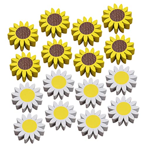 30St Sonnenblumen-Holzperlen DIY liefert gelbe Blütenperlen Charms-Perlen DIY Holzperlen Bastelbedarf Holzperlen schmuck Sonnenblumen lose Perlen Holzperle selber machen STOBOK von STOBOK