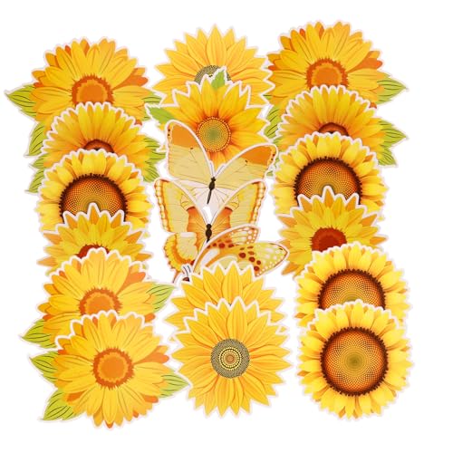 45St Sonnenblumen-Decoupage papierschere pauspapier Blumenausschnitte aus Papier Gänseblümchen-Papierausschnitte dekorativer Papierschnitt Sonnenblumen-Frühlingsausschnitte Yellow STOBOK von STOBOK