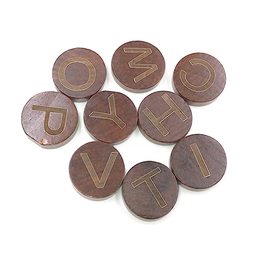 STOBOK 1 26Stk hölzerne Alphabetscheibe Buchstabenausschnitte Buchstabenscheiben englische Buchstabenchips runde Etiketten geldschrank beemysafe bastelzeug Holzscheibe Bambus Coffee von STOBOK