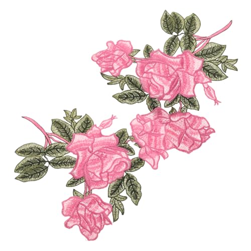 STOBOK 1 Paar Stickerei-Reparatur-Stickerei Flecken Applikationen Aufkleber Fäden Paillette Aufnäher Nähen Blumenbeete aufnähen Kleidungsflicken Patches zum Aufnähen Polyester Rosy von STOBOK