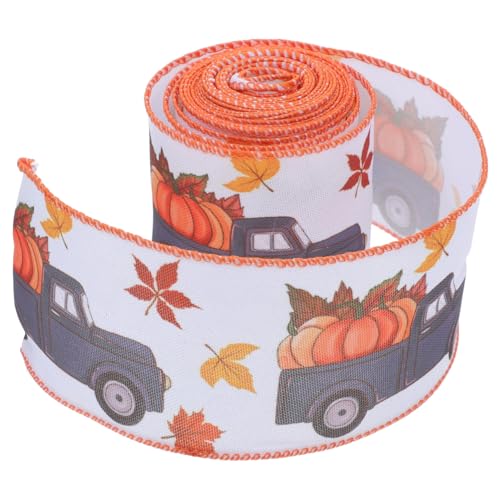 STOBOK 1 Roll Thanksgiving-geschenkband Ahornblätter-pinnwandränder Schwarzes Brett Mit Herbstblättern Kürbis-drahtband Bordüre Aus Ahornblatt Herbstbänder Herbsterntebänder Stoff von STOBOK