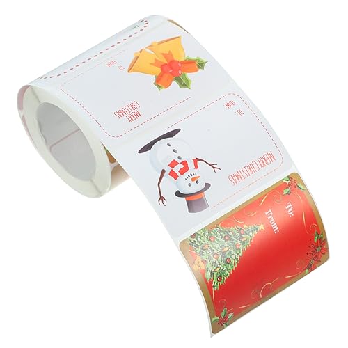 STOBOK 1 Rollbox Weihnachtsdekorationsaufkleber Weihnachtsgeschenke-etiketten Weihnachtsetikettenaufkleber Weihnachts-siegelaufkleber Weihnachts-siegeletiketten Umschläge Zubehör Runden von STOBOK