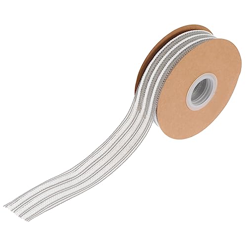 STOBOK 1 Rolle Gestreiftes Mesh-Gurtband Geschenkband Band zum Verpacken Nähband Streifen verdrahtetes Band bedrucktes Wickelband seidenband ribbon Zuhause Satinband Polyesterbänder Grey von STOBOK