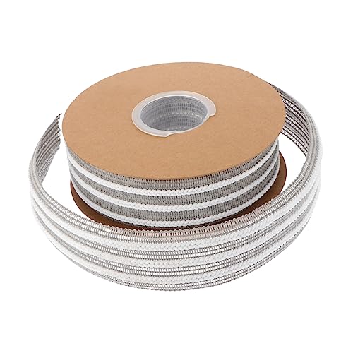 STOBOK 1 Rolle Gestreiftes Mesh-gurtband Diy-bekleidungszubehör Leinwandband Kranzband Dekoratives Band Geschenkverpackungsbänder Rustikales Band Geschenkband Vintage-dekor Polyester Grey von STOBOK