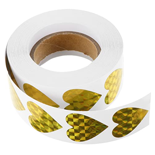 STOBOK 1 Rolle -Herzaufkleber hochzeitsdeko hochzeitsdeco stickbild wedding sticker Schild Gold Geschenktüten mit Verschlussetiketten dekorative Aufkleber für Umschläge Laserpapier von STOBOK