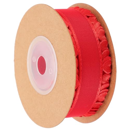 STOBOK 1 Rolle Herzförmiges Spitzenband Quasten Wandtattoos Fallen Sackleinenband Bastelbandbündel Abziehbilder Bausatz Gold Chiffon Jutegarn Beiges Band Tag Garnband Polyester Rot von STOBOK