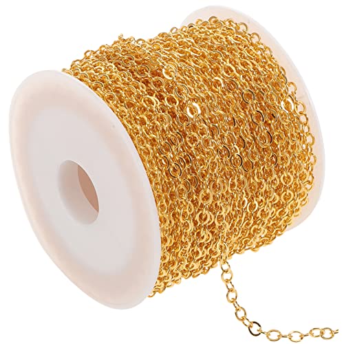 STOBOK 1 Rolle Kreuzkette Rocailles Silberkette Buchstabenperlen Stahlkette Freundschaftsarmband-Kit bag chain bastelmaterial schuhkette hängende Kette Handwerkskette Kupfer Golden von STOBOK