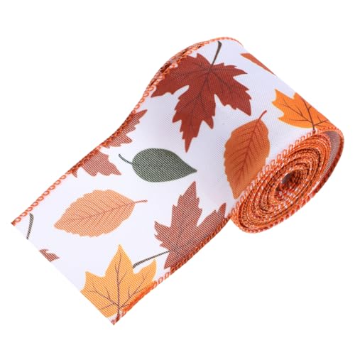 STOBOK 1 Rolle Thanksgiving-geschenkband Schwarzes Brett Thanksgiving-kabelband Herbstbänder Herbsterntebänder Herbstblätter-pinnwandränder Herbstbänder Zum Basteln Stoff Orange von STOBOK