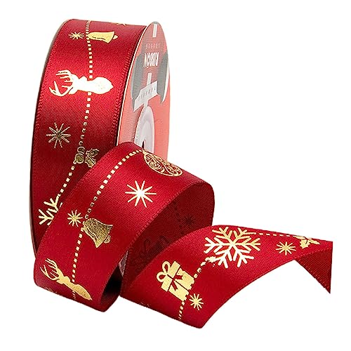 STOBOK 1 Rolle Weihnachtsband seidenband ribbon band weihnachten weihnachtsdeco weihnachts basteln Band mit Draht Rot strahlend Geschenkverpackungsband weihnachtsverpackungsband Polyester von STOBOK