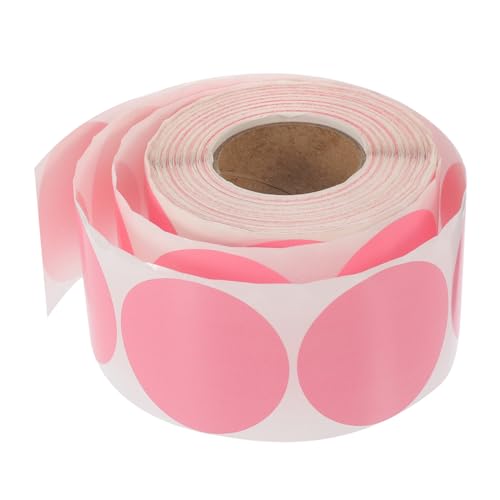 STOBOK 1 Rolle rundes Druckpapier Etikett bedruckbares Aufkleberpapier Verpackung Spender Runde selbstklebende Aufkleber the office sticker adressenaufkleber fläschen Preisaufkleber Rosa von STOBOK