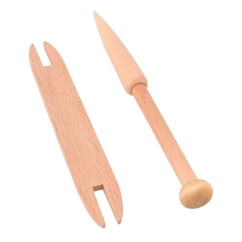 STOBOK 1 Satz 2St strickwerkzeuge selber machen Nadeleinfädler Sticknadeln Strickmaschine Häkelset für Mützen Nähen knitting set strickanzug Shuttle aus Holz Stricknadel aus Holz Hölzern von STOBOK