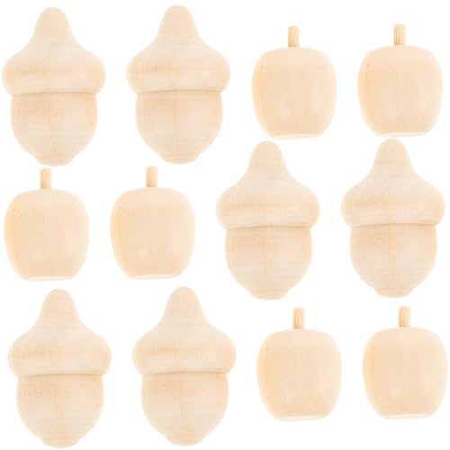 STOBOK 1 Satz Apfelornament Aus Holz Unfertige Eichel Deko-accessoire Diy Holzornament Holzornamentbündel Unvollendete Eichelfigur Unvollendetes Holzaccessoire Leere Holzstatue Beige 20st von STOBOK