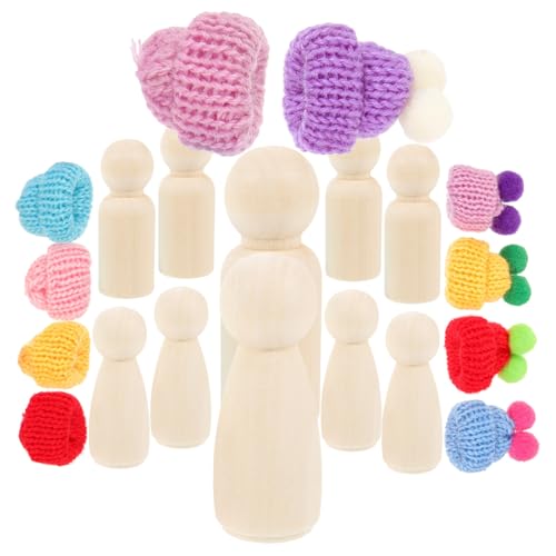 STOBOK 1 Satz Bemaltes Puppenspielzeug Menschenfiguren für Kinder Mini-Spielzeug Kinderpuppen kinder holzspielzeug dekoration weihnachten DIY Holzpuppe Leute mit Hüten festnageln hölzern von STOBOK