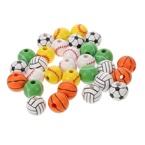 STOBOK 1 Satz Fußball-holzperlen Spiele Kleine Goldene Zwischenperlen Sport Korn Schmuckherstellung Bastelmaterial Charms Anhänger Armband Lose Perlen Armband Herstellung Kit Perlen 30st von STOBOK