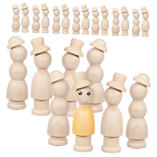 STOBOK 1 Satz Graffiti-holzfigur Familienfiguren Aus Holz Menschenklammern Aus Holz Holzfiguren Zum Basteln Leere Puppen Aus Holz Holzhandwerk Unvollendete Peg-leute Holzpuppen Muhe Beige von STOBOK