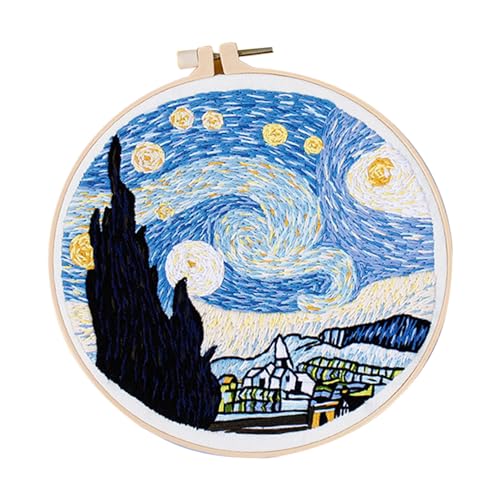 STOBOK 1 Satz Handgefertigtes Van Gogh Stickset Sternennacht Stickerei Stickzubehör Für Anfänger Bastelset Für Erwachsene Handgefertigtes Stickset Handstickerei von STOBOK